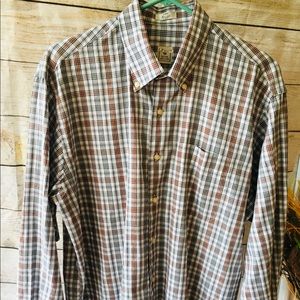 Peter Millar Brown Plaid Shirt L